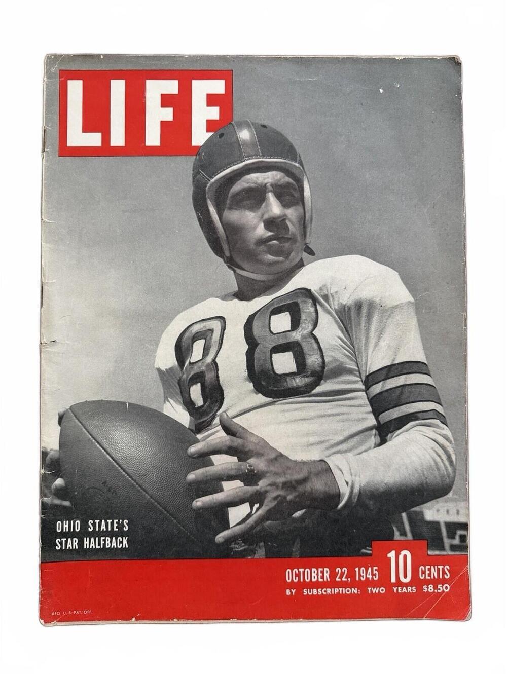 LIFE Magazine Vintage October 22nd 1945 Paul Sarringhaus Ohio State RB Football